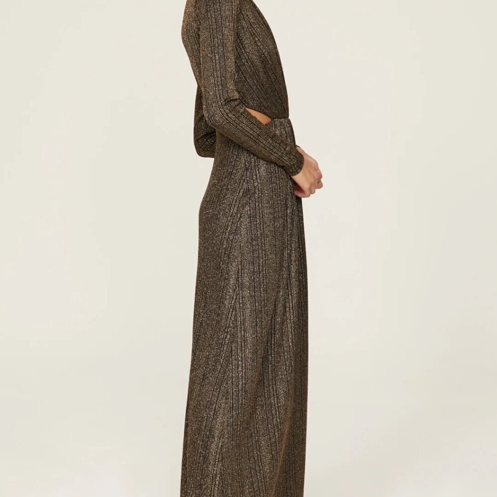 Rachel Rachel Roy Metallic Gold Cutout Maxi Dress M - Picture 2 of 8
